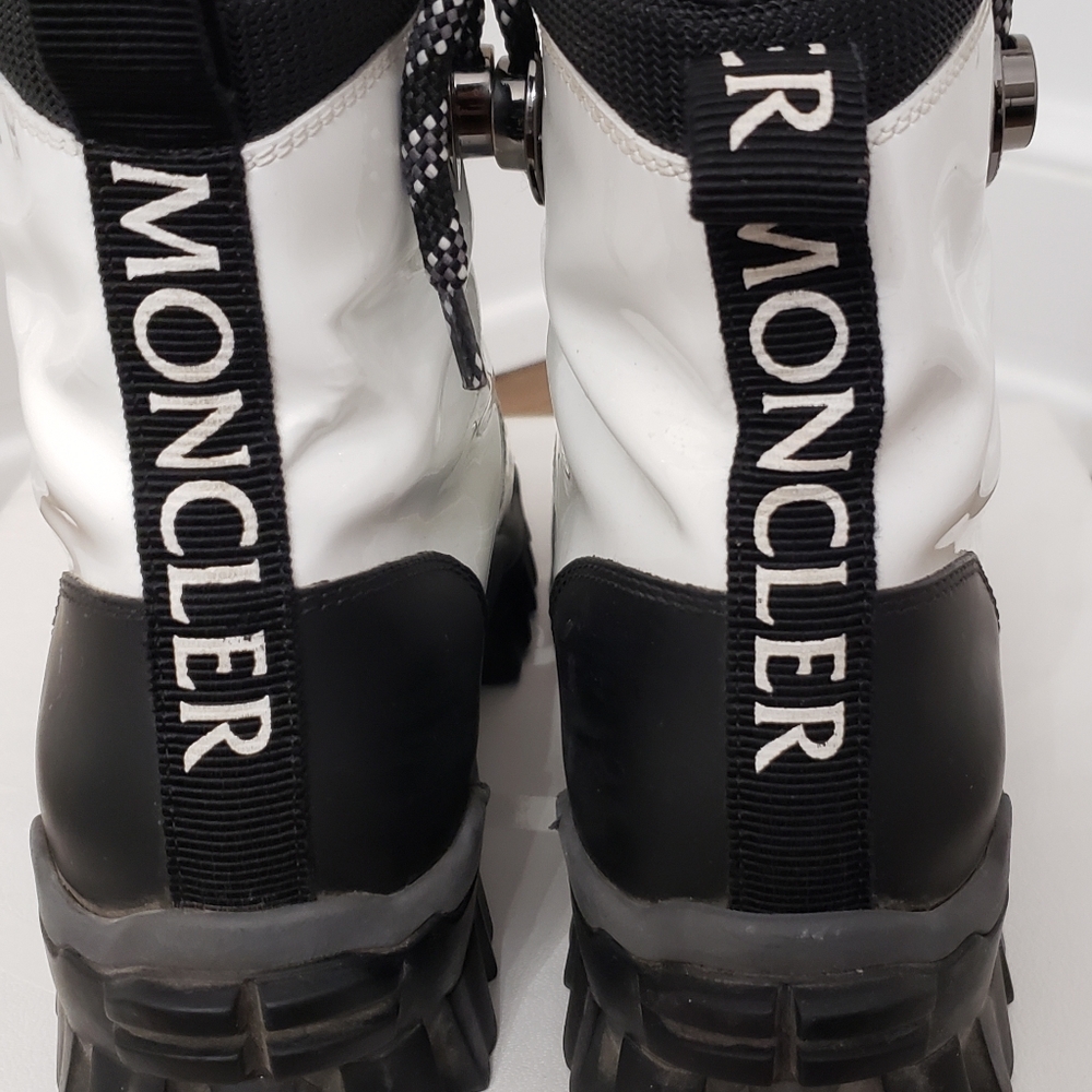 Moncler Helis White Black Leather Snow Hiking Boots Size 38.5 - Picture 7 of 15